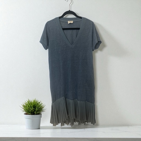 Wrap London Linen V-Neck Dress with Pleated Hem Size 8 - Picture 2 of 7